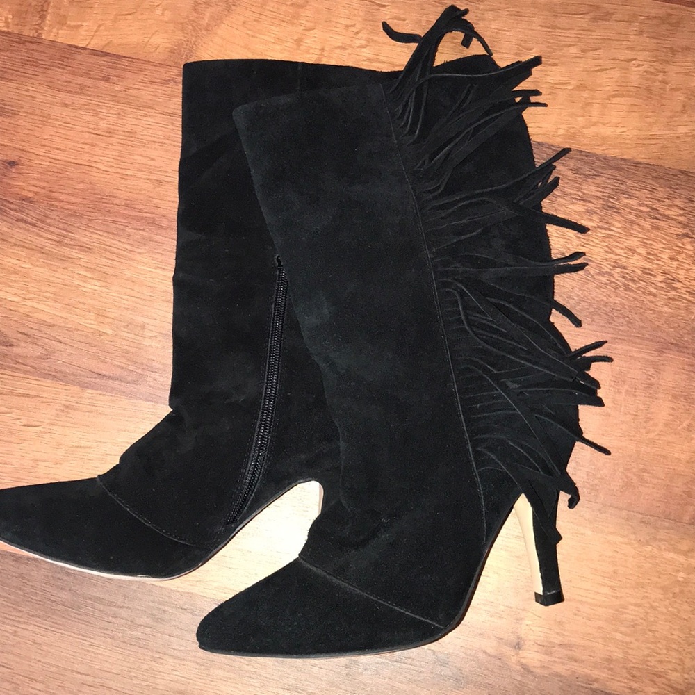 Suede fringe boots